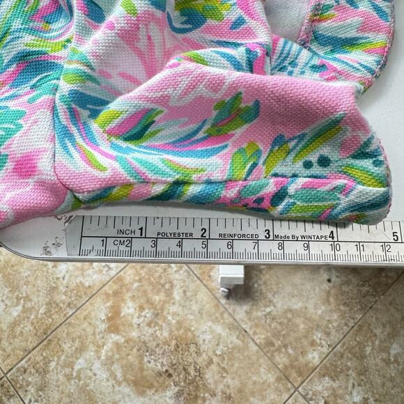 Lilly Pulitzer Buttercup Scallop Hem Shorts Sz 14 Pink Green Stretch Tropical - Picture 11 of 11